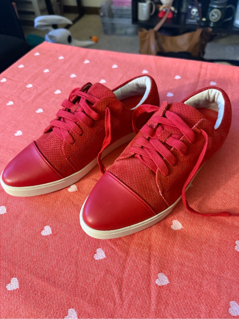 Red Low-Top Lace-Up Sneakers — Designed in Brooklyn
